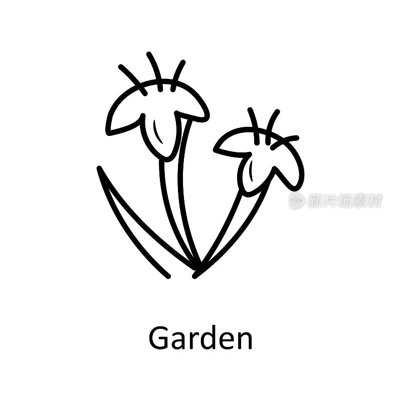 花园矢量轮廓图标设计插图。自然符号在白色背景EPS 10文件
